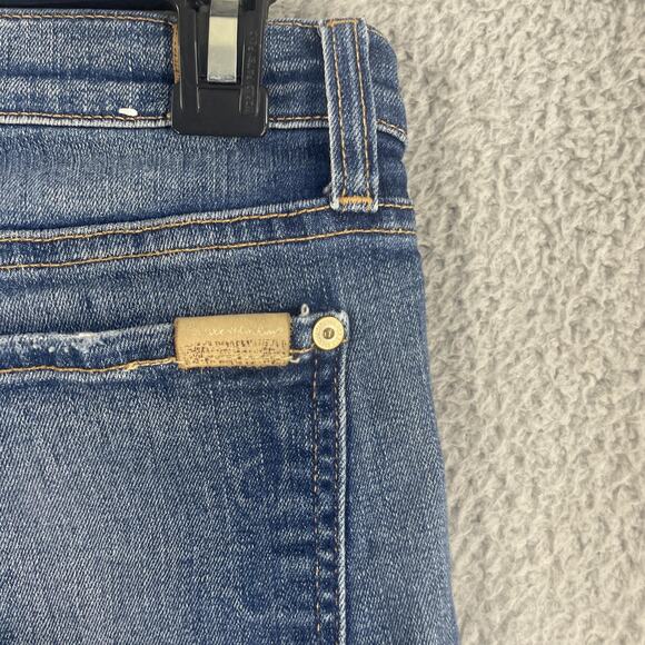 7 For All Mankind Jeans Womens 27 Blue Skinny Distressed Ankle Stretch Denim - Picture 11 of 15
